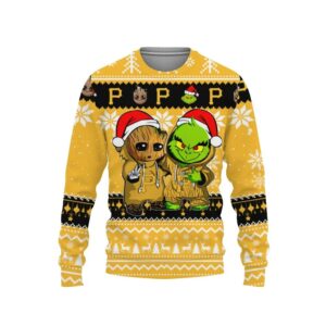 Pittsburgh Pirates Baby Groot And Grinch Best Friends Ugly Christmas Sweater, MLB Christmas Sweater