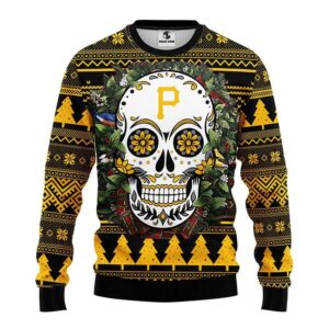 Pittsburgh Pirates Skull Flower Ugly Christmas Sweater, MLB Christmas Sweater