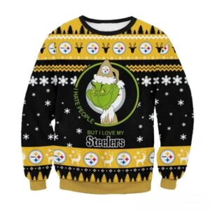Pittsburgh Steelers Grinch I Hate People But I Love My Steelers Nfl Christmas Sweater, NFL Christmas Sweater
