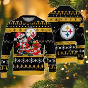 Pittsburgh Steelers Santa Claus Dabbing Ugly Christmas Sweater, NFL Christmas Sweater
