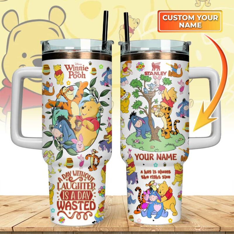 Winnie The Pooh Cartoon Custom Stanley Quencher 40oz Stainless Steel Tumbler With Handle - Threewoofs - Image 2