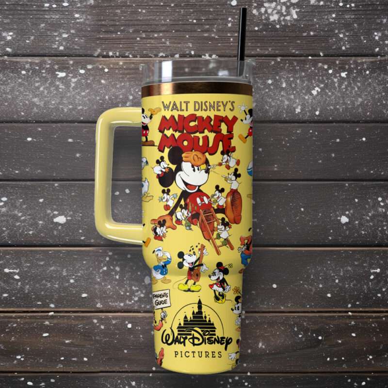 Mickey Mouse Cartoon Custom Stanley Quencher 40oz Stainless Steel Tumbler With Handle - Threewoofs - Image 2
