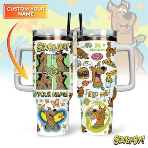 Scooby-Doo Cartoon Custom Stanley Quencher 40oz Stainless Steel Tumbler With Handle - Threewoofs