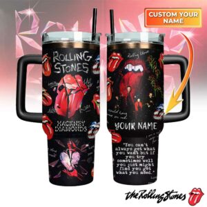 The Rolling Stones Music Custom Stanley Quencher 40oz Stainless Steel Tumbler With Handle - Threewoofs