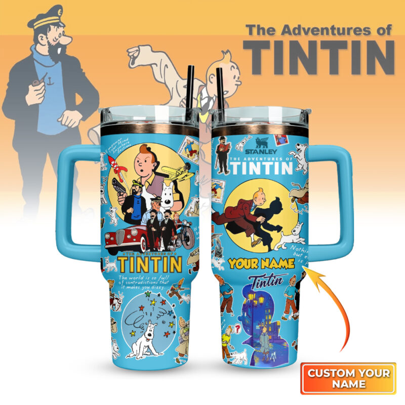 The Adventure Of Tintin Movies Custom Stanley Quencher 40oz Stainless Steel Tumbler With Handle - Threewoofs - Image 2