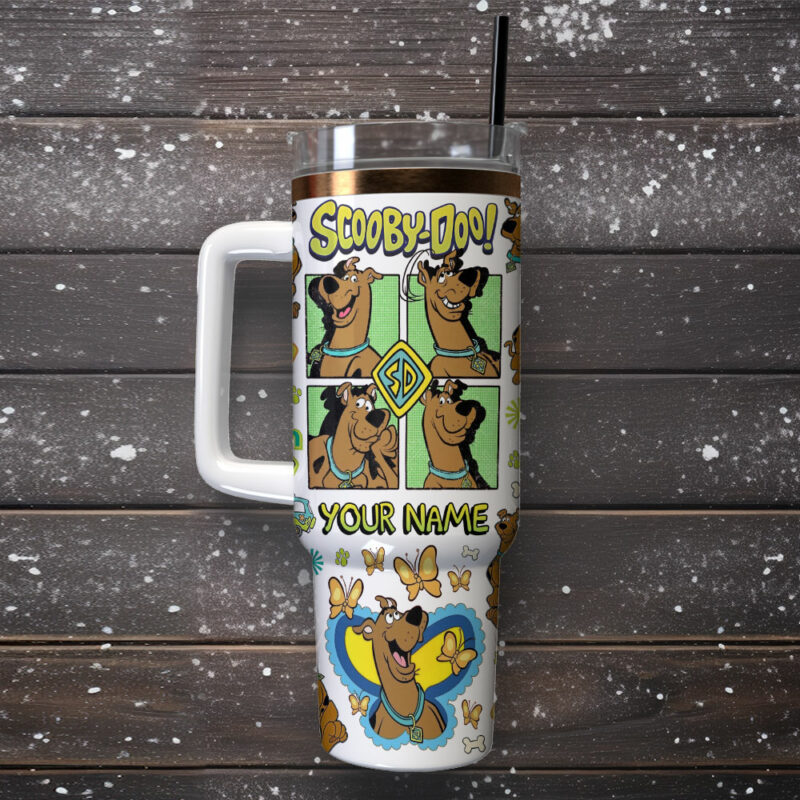 Scooby-Doo Cartoon Custom Stanley Quencher 40oz Stainless Steel Tumbler With Handle - Threewoofs - Image 2