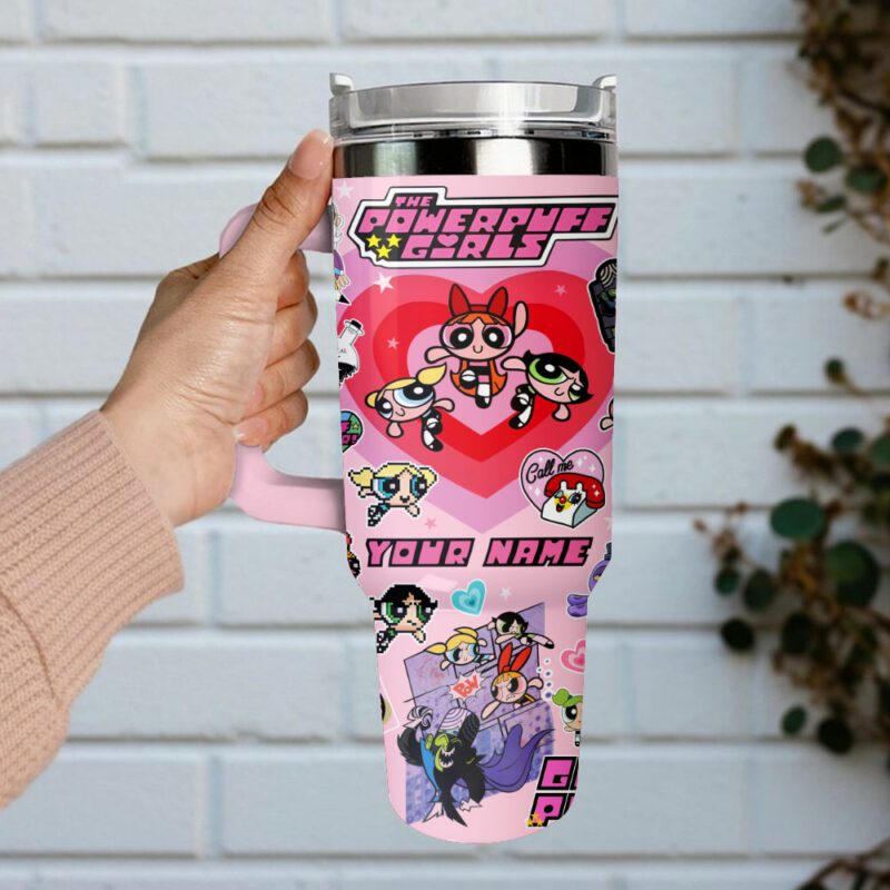 The Powerpuff Girls Cartoon Custom Stanley Quencher 40oz Stainless Steel Tumbler With Handle - Threewoofs - Image 2