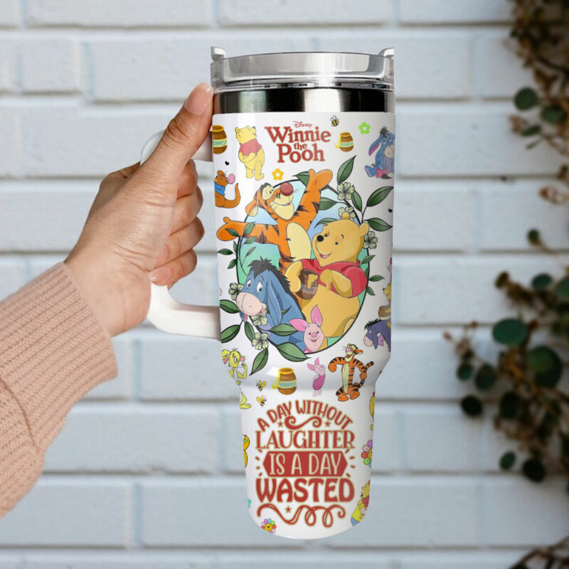 Winnie The Pooh Cartoon Custom Stanley Quencher 40oz Stainless Steel Tumbler With Handle - Threewoofs - Image 4