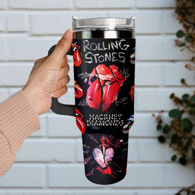 The Rolling Stones Music Custom Stanley Quencher 40oz Stainless Steel Tumbler With Handle - Threewoofs - Image 3