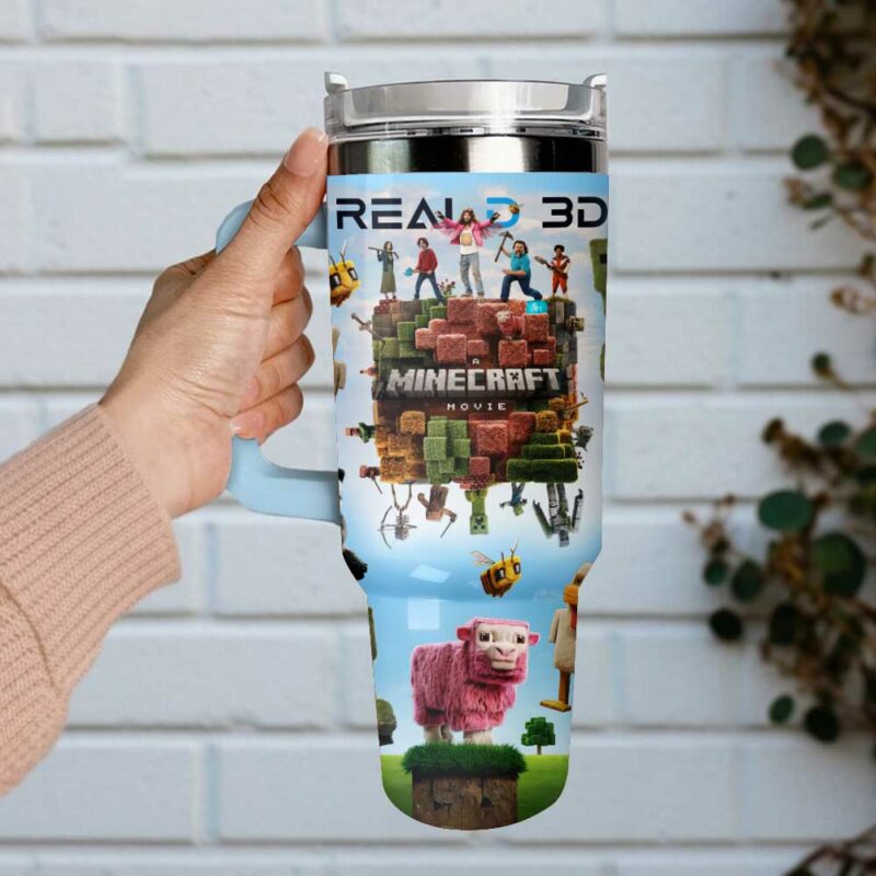 A Minecraft Movie Custom Stanley Quencher 40oz Stainless Steel Tumbler With Handle - Threewoofs - Image 3