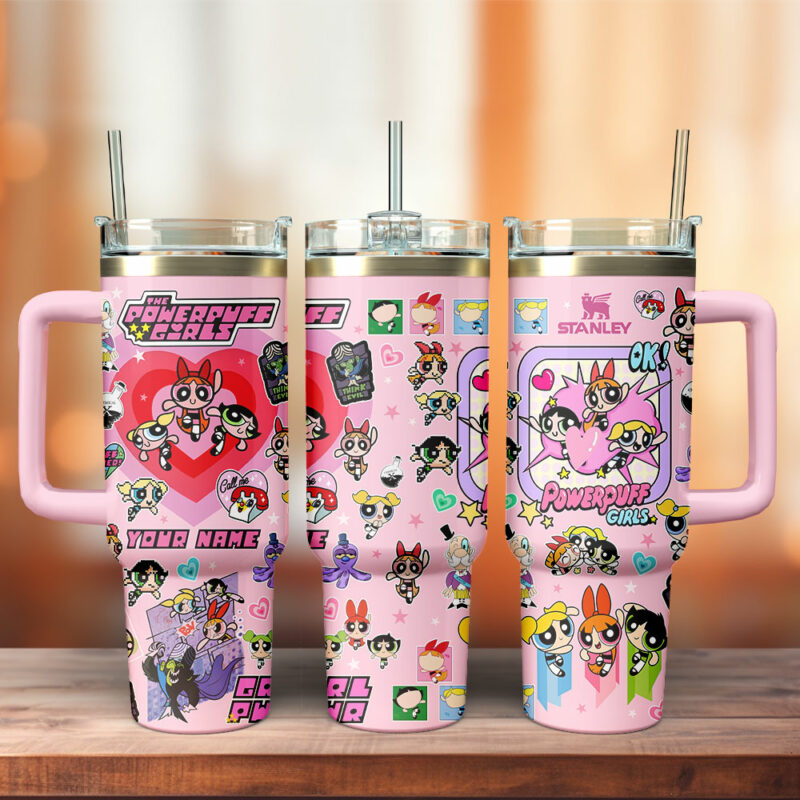 The Powerpuff Girls Cartoon Custom Stanley Quencher 40oz Stainless Steel Tumbler With Handle - Threewoofs - Image 3