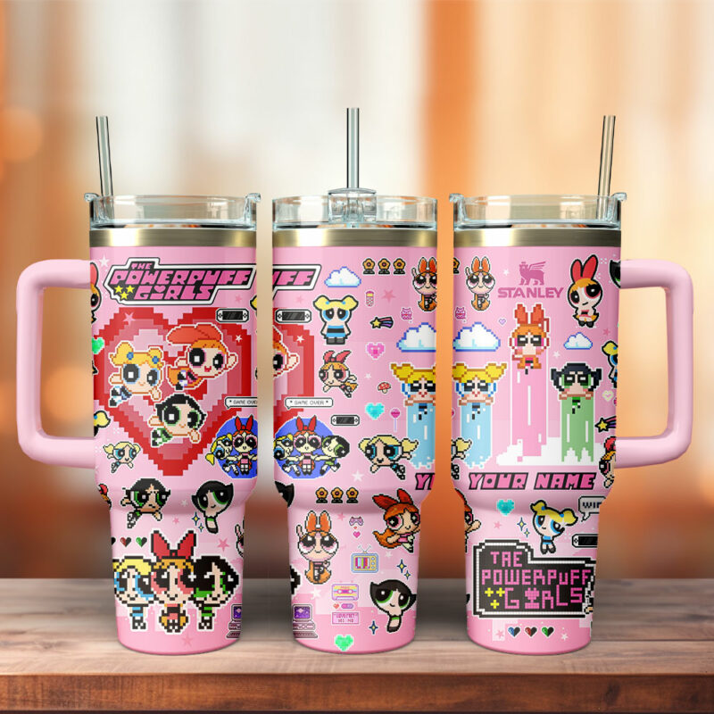 The Powerpuff Girls Cartoon Custom Stanley Quencher 40oz Stainless Steel Tumbler With Handle - Threewoofs - Image 3