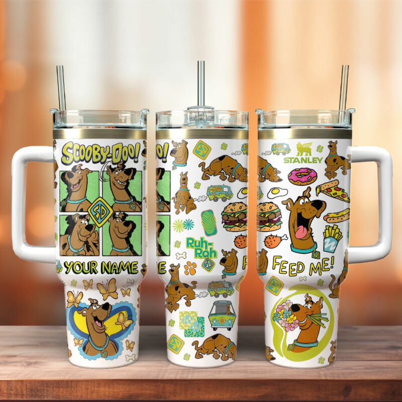 Scooby-Doo Cartoon Custom Stanley Quencher 40oz Stainless Steel Tumbler With Handle - Threewoofs - Image 4