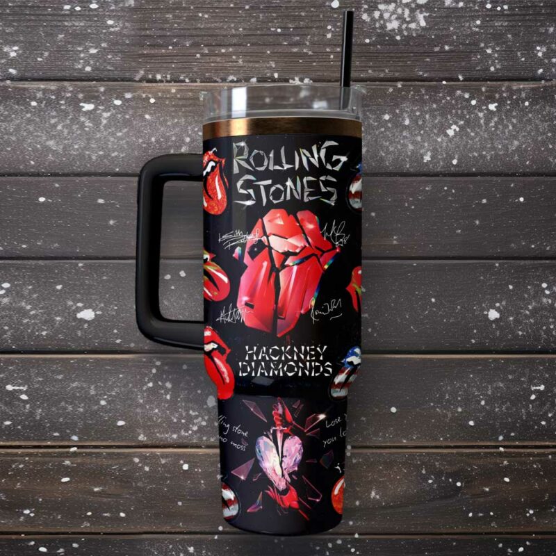 The Rolling Stones Music Custom Stanley Quencher 40oz Stainless Steel Tumbler With Handle - Threewoofs - Image 4