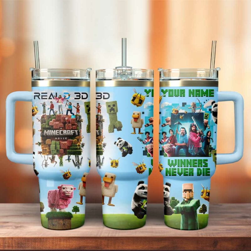 A Minecraft Movie Custom Stanley Quencher 40oz Stainless Steel Tumbler With Handle - Threewoofs - Image 4