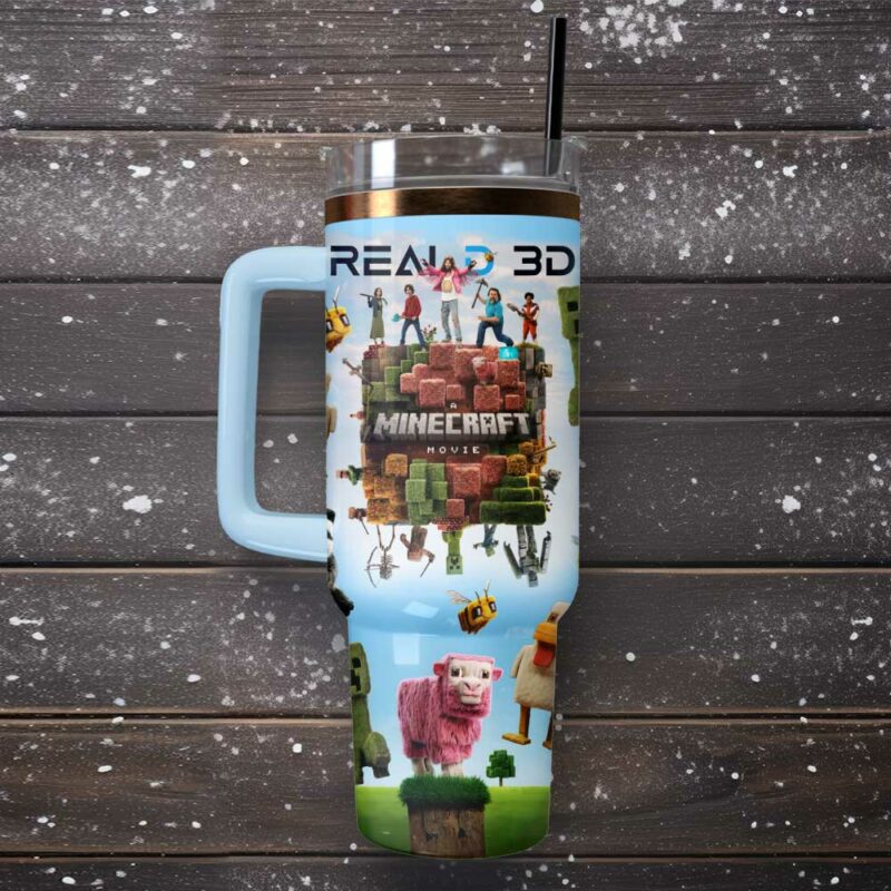A Minecraft Movie Custom Stanley Quencher 40oz Stainless Steel Tumbler With Handle - Threewoofs - Image 5
