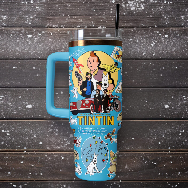 The Adventure Of Tintin Movies Custom Stanley Quencher 40oz Stainless Steel Tumbler With Handle - Threewoofs - Image 6
