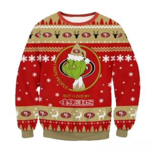 San Francisco 49ers Grinch I Hate People But I Love My 49ers Nfl Christmas Sweater, NFL Christmas Sweater