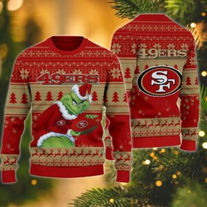 San Francisco 49ers Grinch Stolen Ugly Christmas Sweater, NFL Christmas Sweater