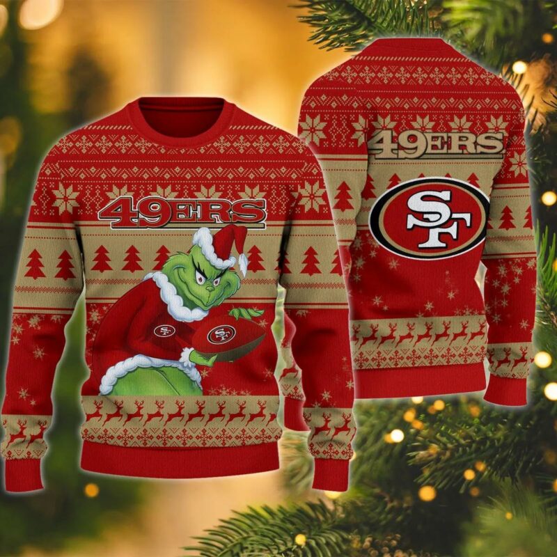 San Francisco 49ers Grinch Stolen Ugly Christmas Sweater, NFL Christmas Sweater