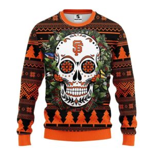 San Francisco Giants Skull Flower Ugly Christmas Sweater, MLB Christmas Sweater