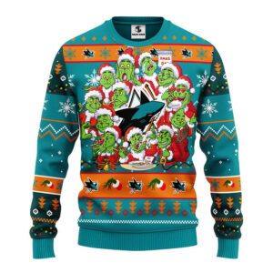 San Jose Sharks 12 Grinch Xmas Day Ugly Christmas Sweater