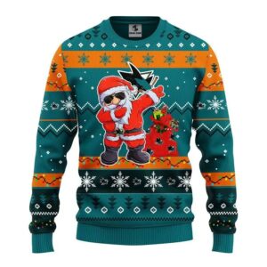 San Jose Sharks Dabbing Santa Claus Ugly Christmas Sweater, NHL Christmas Sweater