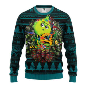 San Jose Sharks Grinch Hug Ugly Christmas Sweater