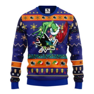 San Jose Sharks Grinch Ugly Christmas Sweater