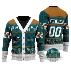 NHL San Jose Sharks | Personalized Name &amp; Number Unisex Sweater For Christmas Season