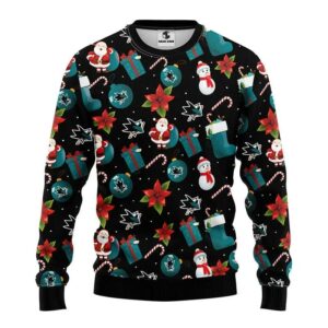 San Jose Sharks Santa Claus Snowman Ugly Christmas Sweater, NHL Christmas Sweater