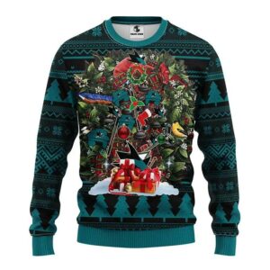 San Jose Sharks Tree Christmas Ugly Sweater, NHL Christmas Sweater