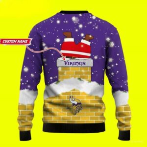 Santa Claus Funny Minnesota Vikings Ugly Christmas Sweater, NFL Christmas Sweater