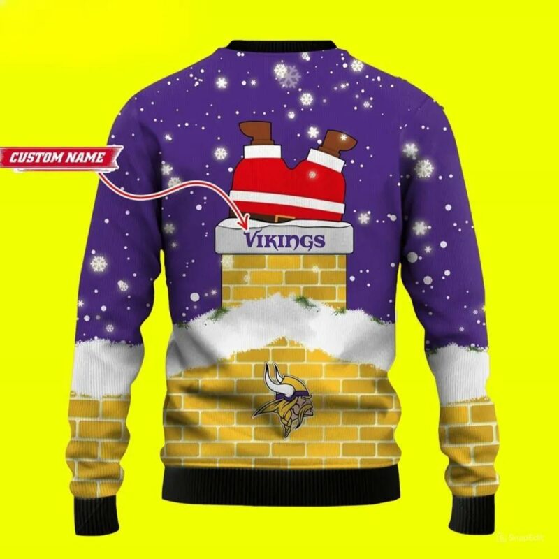 Santa Claus Funny Minnesota Vikings Ugly Christmas Sweater, NFL Christmas Sweater