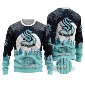 NHL Seattle Kraken Personalized Name Christmas Ugly Sweater Design ST2306
