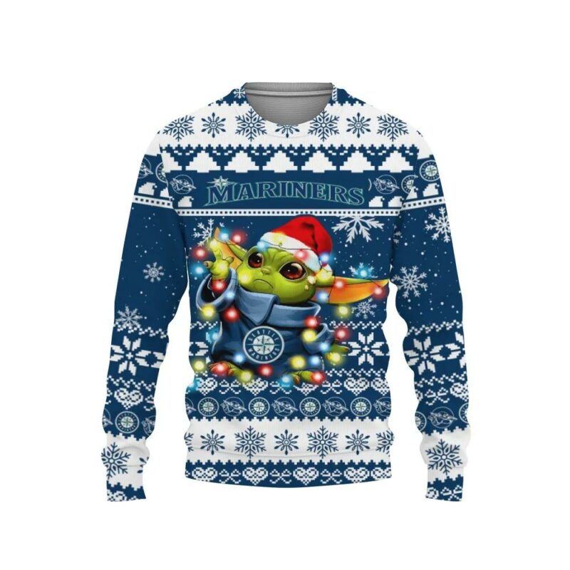 Seattle Mariners Baby Yoda Star Wars Ugly Christmas Sweater, MLB Christmas Sweater