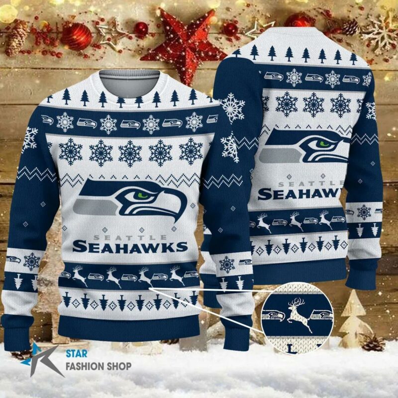 Seattle Seahawks Ugly Christmas Sweater, NFL Christmas Sweater