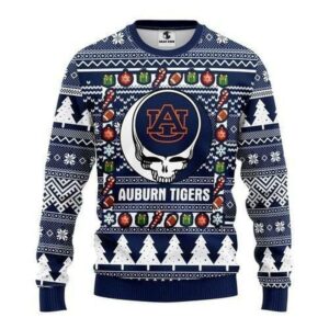Skull Auburn Tigers Ugly Christmas Sweater, NCAA Christmas Sweater