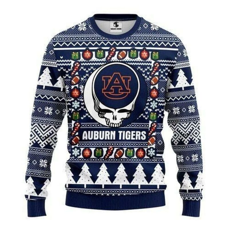 Skull Auburn Tigers Ugly Christmas Sweater, NCAA Christmas Sweater
