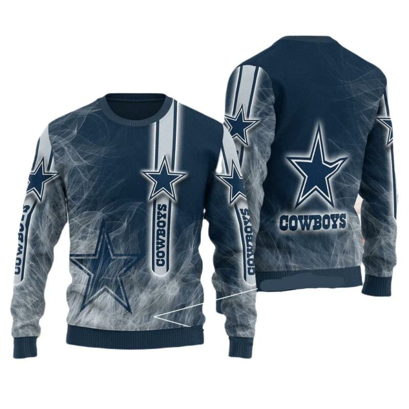 Smoke Graphic Dallas Cowboys Ugly Sweater, Christmas Sweater Dallas Cowboys