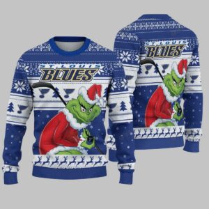 St. Louis Blues Grinch Stolen Ugly Christmas Sweater, NHL Christmas Sweater
