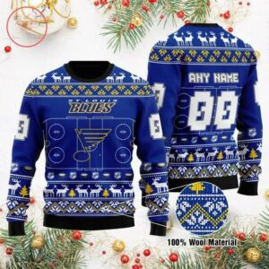 St. Louis Blues Personalized Ugly Christmas Sweater, NHL Christmas Sweater