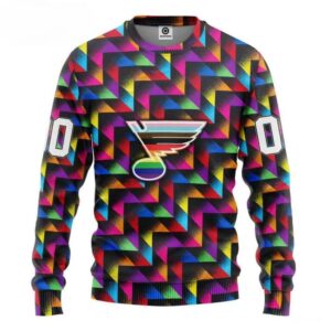 St. Louis Blues Pride Custom Number Ugly Christmas Sweater, NHL Christmas Sweater