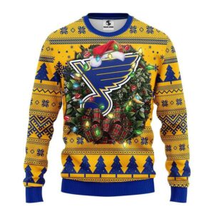 St. Louis Blues Santa Hat Ugly Christmas Sweater, NHL Christmas Sweater