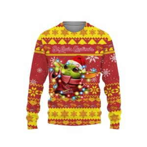 St. Louis Cardinals Baby Yoda Star Wars Ugly Christmas Sweater, MLB Christmas Sweater