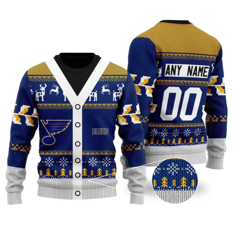 NHL St. Louis Blues | Personalized Name &amp; Number Unisex Sweater For Christmas Season