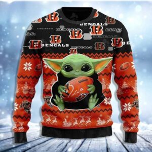 Star Wars Baby Yoda Star Wars Cincinnati Bengals Ugly Christmas Sweater, NFL Christmas Sweater