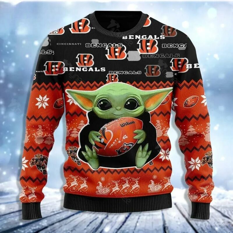 Star Wars Baby Yoda Star Wars Cincinnati Bengals Ugly Christmas Sweater, NFL Christmas Sweater
