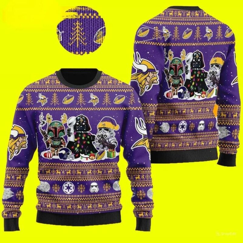 Star Wars Minnesota Vikings Ugly Christmas Sweater, NFL Christmas Sweater