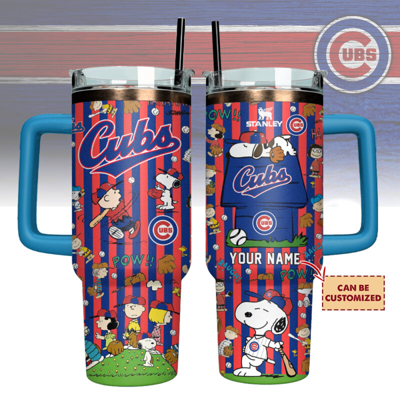 Chicago Cubs x Peanuts MLB Sports Custom Stanley Quencher 40oz Stainless Steel Tumbler With Handle - Threewoofs - Image 2